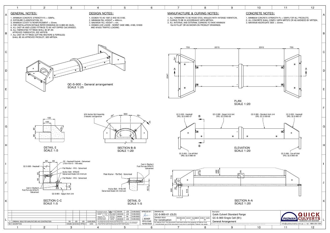 Pipe Culvert Drawing.pdf Quick Culvert 900 Standard | Padman Quick Culverts